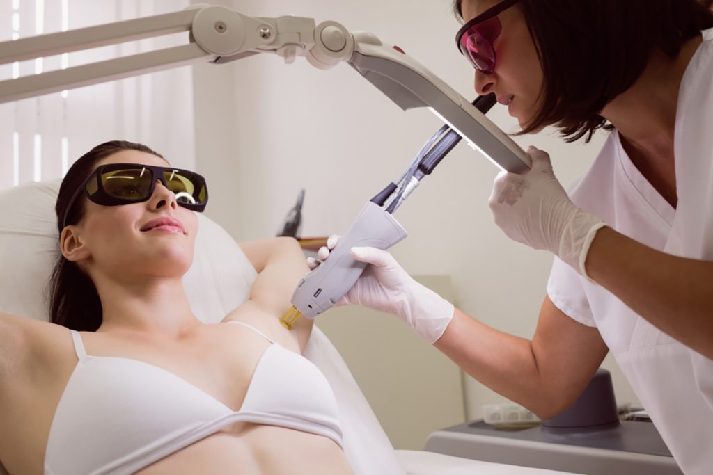 IPL-style underarm hair removal by certified techs at a laser hair removal school San Antonio in a modern, clean clinic.