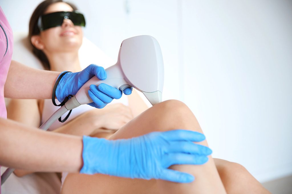 Professional leg hair removal training at the best certified laser technician school near me Woodlands campus.
