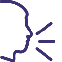 Student speaking icon representing the English fluency required for this laser hair removal course woodlands clinic.